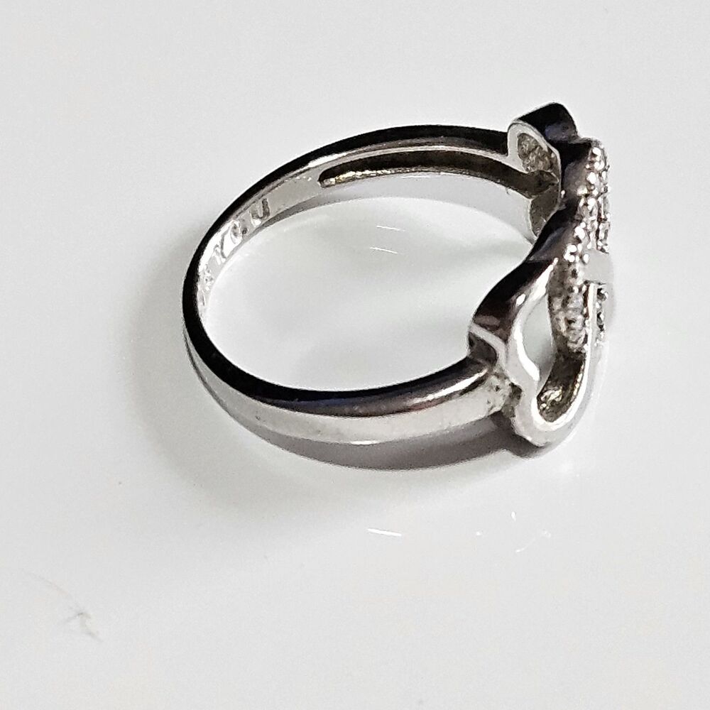 Vintage Bijoux Sterling Triple Hearts Infinity Knot CZ Ring Size 6 I Love You - Picture 10 of 12